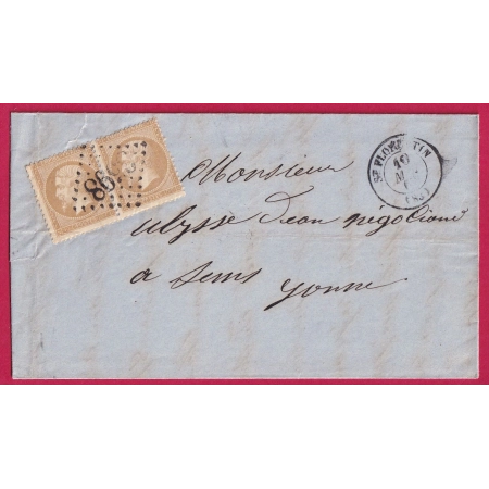 N°21 PAIRE GC 3598 ST FLORENTIN YONNE POUR SENS LETTRE COVER FRANCE