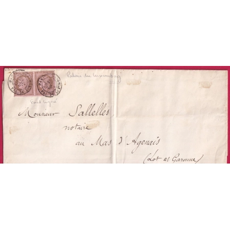N°58 PAIRE CAD PARIS PALAIS DU LUXEMBOURG POUR LE MAS D'AGENAIS LOT ET GARONNE FAIRE PART MARIAGE LETTRE COVER FRANCE