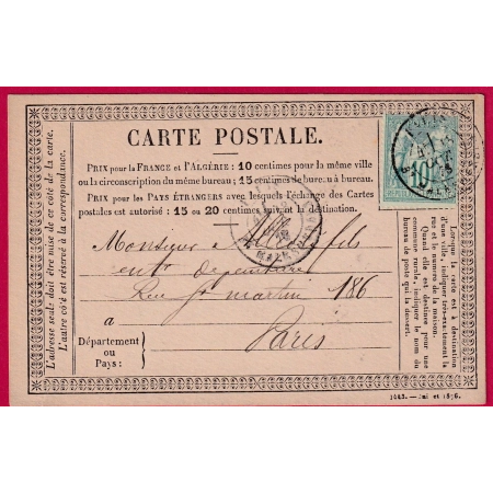 N°65  PARIS BT MALESHERBES CARTE PRECURSEUR LETTRE COVER FRANCE
