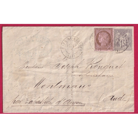N54 66 MIXTE SAGE CERES CAD GARE DE BEZIERS HERAULT POUR MONTMAUR AUDE AU DOS CONVOYEUR BEZIERS STATION LETTRE COVER
