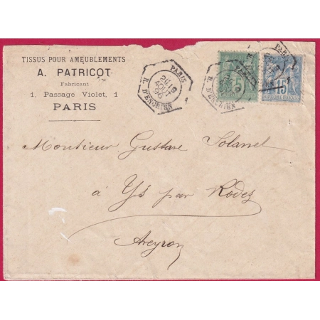 N°90 75 LEVEE EXCEPTIONNELLE PARIS R D'ENGHIEN POUR YS RODEZ AVEYRON LETTRE COVER FRANCE