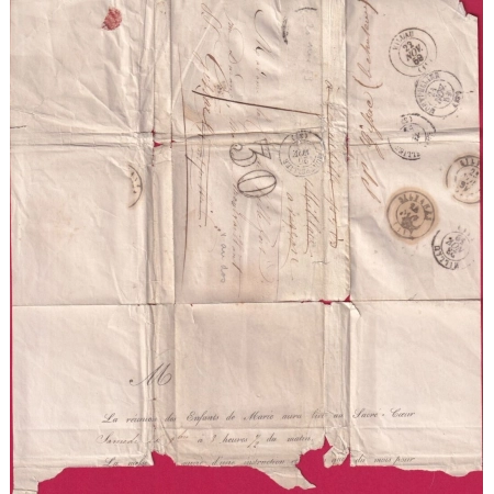 LETTRE LOCALE MONTPELLIER HERAULT TAXE 1 REEXPEDIEE TAXE 30 MILLAU AVEYRON 1859 LETTRE COVER FRANCE