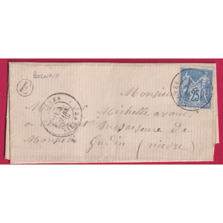 N°79 CAD LORMES NIEVRE BOITE RURALE E BORNOUX LETTRE COVER FRANCE