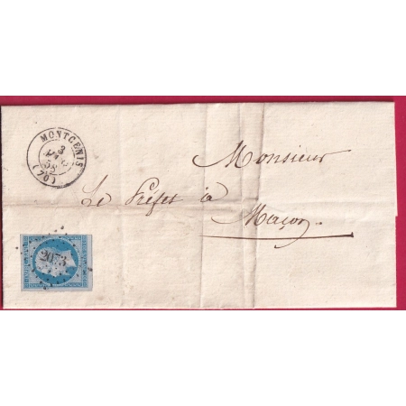 N°14 BLEU SUR LILAS PC 2073 MONTCENIS SAONE ET LOIRE POUR MACON LETTRE COVER FRANCE