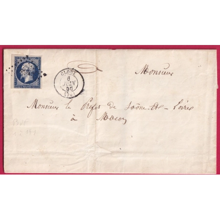 N°14 BLEU SUR NOIR COIN DE FEUILLE PC CLUNY SAONE ET LOIRE POUR MACON LETTRE COVER FRANCE