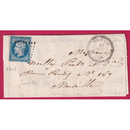 N°14 PC 3401 TOURVES VAR CAD TYPE 22 POUR MARSEILLE INDICE 16 LETTRE COVER FRANCE