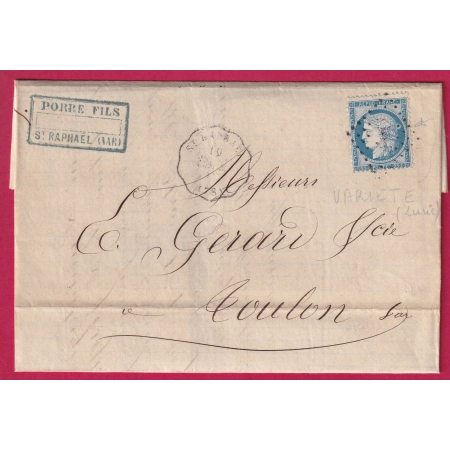 N°60 TRES BELLE VARIETE ANNEAU DE LUNE DERRIERE LA TETE CONVOYEUR STATION ST RAPHAEL VAR  LETTRE COVER FRANCE