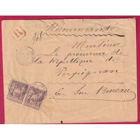 N°67 PAIRE CAD CHARGEMENT PERPIGNAN PYRENEES ORIENTALES POUR PERPIGNAN LETTRE COVER FRANCE