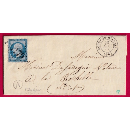 N°22 GC 1179 COURCON D'AUNIS CHARENTE INFERIEURE BOITE RURALE A TAUGON LA ROCHELLE LETTRE COVER FRANCE