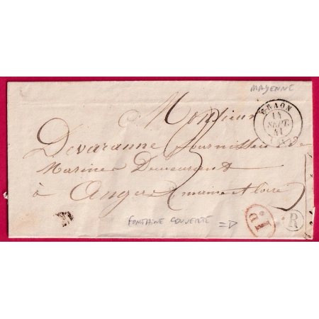 CAD TYPE 15 CRAON MAYENNE BOITE RURALE R FONTAINE COUVERTE DECIME RURAL POUR ANGERS LETTRE COVER FRANCE
