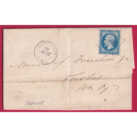 N°14B PC 1641 LANNEMEZAN HAUTES PYRENEES BOITE RURALE K CAPBERT POUR TARBES LETTRE COVER FRANCE