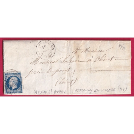 N°14 PC 1268 LA FERTE ST AUBIN LOIRET OR MARCILLY EN VILLETTE POUR OLIVET LETTRE COVER FRANCE
