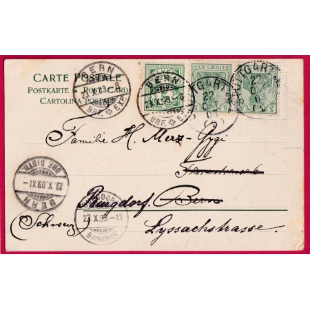 ALLEMAGNE MIXTE SUISSE GERMANIA STUTTGART 1903 REEXP BERN SUISSE LETTRE COVER FRANCE