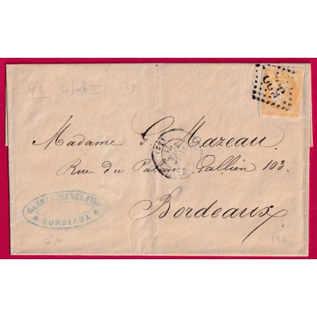 N°43B GC 532 BORDEAUX GIRONDE POUR BORDEAUX LETTRE COVER FRANCE