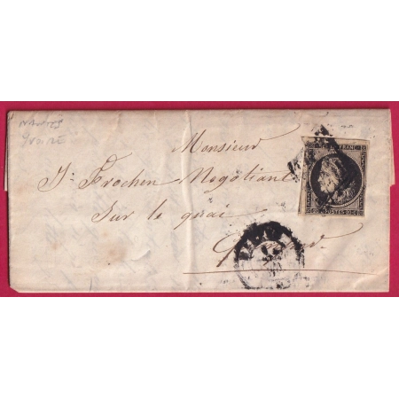 N°3 NOIR SUR IVOIRE GRILLE NANTES LOIRE INFERIEURE  LETTRE COVER FRANCE