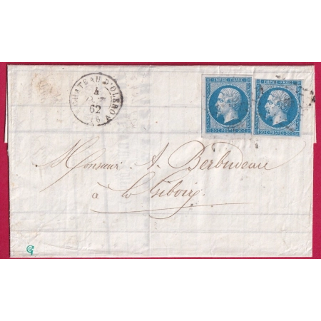 N° 14 X2 DONT UN BDF PC 766 CHATEAU D'OLERON CHARENTE INFERIEURE POUR LA GIBOIRE ST PIERRE OLERON LETTRE COVER FRANCE
