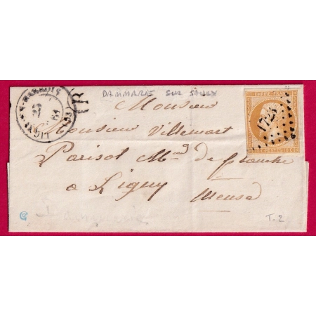 N°13 PC 1723 LIGNY EN BARROIS MEUSE BOITE RURALE B DAMMARIE SUR SAULX LETTRE COVER FRANCE