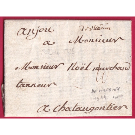 MARQUE MANUSCRIT VILLEDIEU LES POELES MANCHE LN°4 INDICE 19 1776 LETTRE COVER FRANCE
