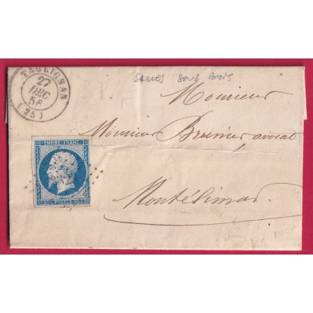 N°14 PC 3323 TAULIGNAN DROME BOITE RURALE L SALLES SOUS BOIS POUR MONTELIMAR LETTRE COVER