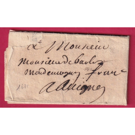 LETTRE DE AIX EN PROVENCE DE 1675 BOUCHES DU RHONE POUR AVIGNON TEXTE IMPRIME LE MAIRE LETTRE COVER FRANCE