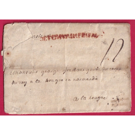 MARQUE DE FONTAINEBLEAU SEINE ET MARNE LENAIN N°4A INDICE 14 DE 1768 POUR NORMANDIE LETTRE COVER FRANCE