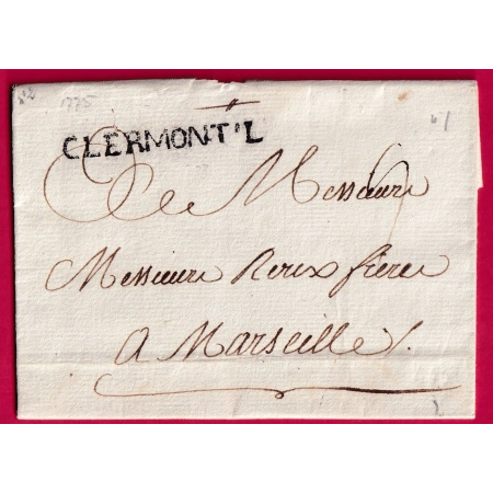 MARQUE CLERMONT L'HERAULT LENAIN N°2 POUR MARSEILLE INDICE 10 LETTRE COVER FRANCE