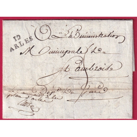 FRANCHISE LE COMMANDANT DE LA PLACE D'ARMES ARLES BOUCHES DU RHONE AN 7 1799 POUR ST AMBROIX GARD LETTRE COVER FRANCE