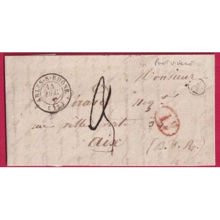 CAD TYPE 15 ARLES BOUCHES DU RHONE BOITE RURALE A FONTVIELLES DECIME RURAL POUR AIX LETTRE FRANCE