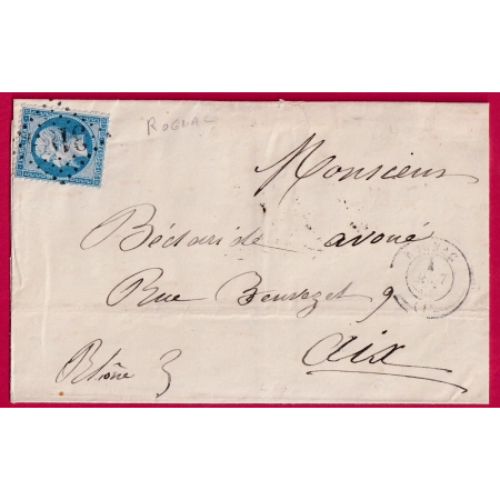 N°22 GC 3183 ROGNAC BOUCHES DU RHONE INDICE 10 POUR AIX LETTRE COVER FRANCE