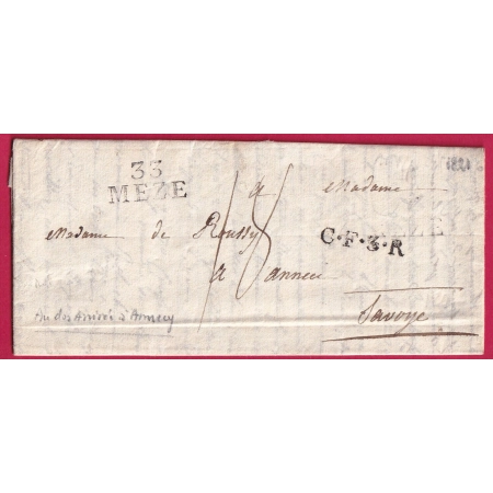 MARQUE 33 MEZE HERAULT POUR ANNECY HAUTE SAVOIE ETATS SARDE 1821 LETTRE COVER FRANCE