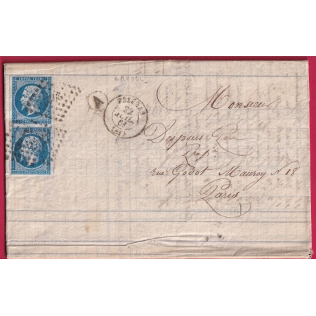 N°14 PAIRE TTB PC 3427 PEZENAS HERAULT BOITE RURALE A CAZOULS POUR PARIS LETTRE COVER FRANCE