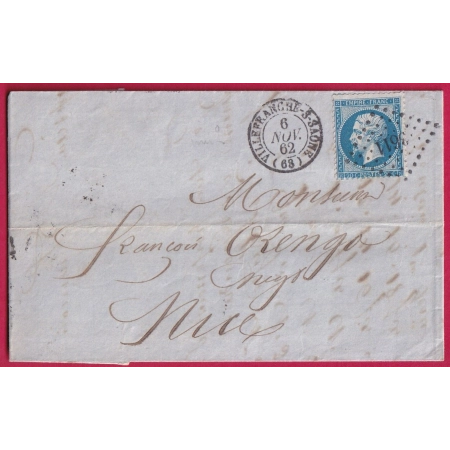 N°22 PC 3611 VILLEFRANCHE SUR SAONE RHONE AU DOS AMBULANT LYON MEDITERRANEE ET RETOUR LETTRE COVER FRANCE