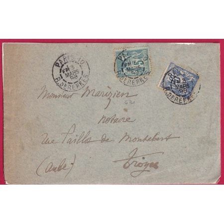 N°75 101 LEVEE EXCEPTIONNELLE PARIS R DE RENNES LEVEE F2 POUR TROYES AUBE LETTRE COVER FRANCE