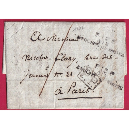 MARQUE P12P AIX BOUCHES DU RHONE 1807 + PP ENCADRE POUR PARIS LETTRE COVER FRANCE