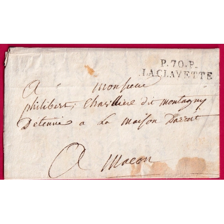 MARQUE P70P LA CLAYETTE SAONE ET LOIRE TEXTE DE VARENNES SOUS DUN POUR MACON INDICE 13 LETTRE COVER FRANCE