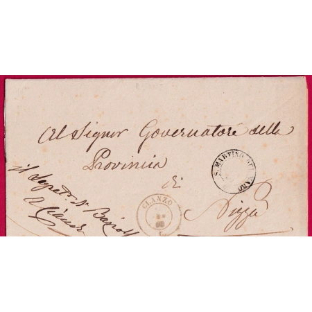 CACHET SARDE CLANZO CLANS + ST MARTINO DEL VARO ST MARTIN DU VAR ALPES MARITIMES POUR NICE 1860 LETTRE COVER FRANCE