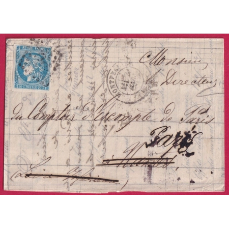N°46B GC 2502 MONTPELLIER HERAULT POUR NANTES REEXPEDIE PARIS 5 MARS 1871 LETTRE COVER