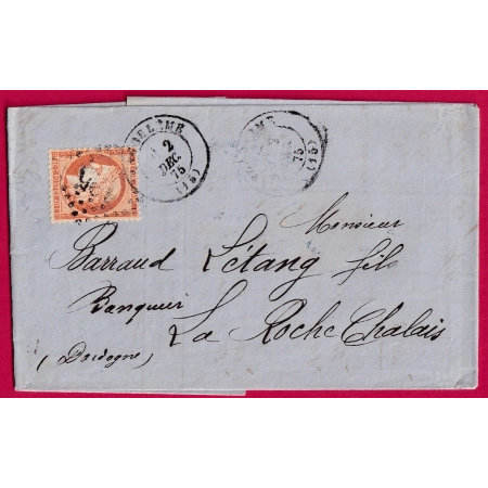 N°38 ROUGE ORANGE FONCE GC 105 ANGOULEME POUR LA ROCHE CHALAIS DORDOGNE LETTRE COVER