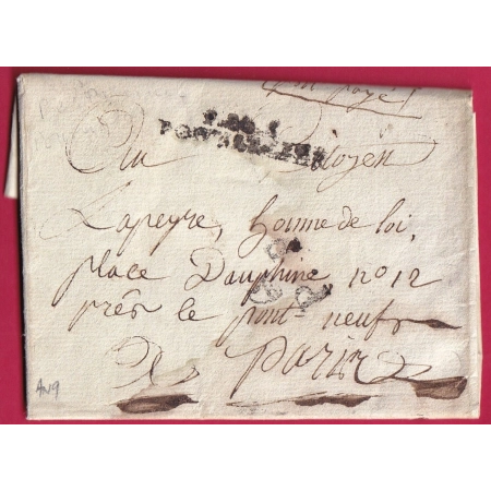 MARQUE P24P PONTARLIER DOUBS + PP BONNET PHRYGIENS POUR PARIS AN 9 1801 LETTRE COVER FRANCE