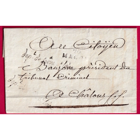 FRANCHISE DPT SAONE ET LOIRE MARQUE 70 MACON POUR CHALON SUR SAONE LETTRE COVER FRANCE