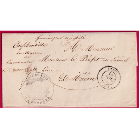 CAD TYPE 14 CLUNY SAONE ET LOIRE FRANCHISE MAIRIE LA VINEUSE POUR MACON LETTRE COVER FRANCE