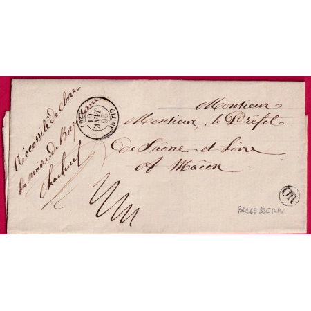 CAD TYPE 15 CLUNY SAONE ET LOIRE FRANCHISE MAIRE DE BERGESSERIN 1861 POUR MACON + OR LETTRE COVER FRANCE
