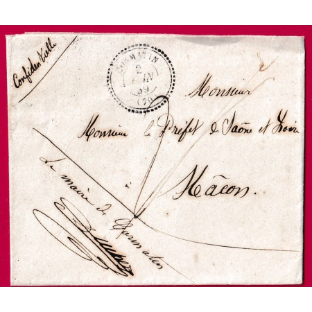 CAD TYPE 22 CORMATIN SAONE ET LOIRE FRANCHISE LE MAIRE DE CORMATIN POUR MACON 1859 LETTRE COVER FRANCE
