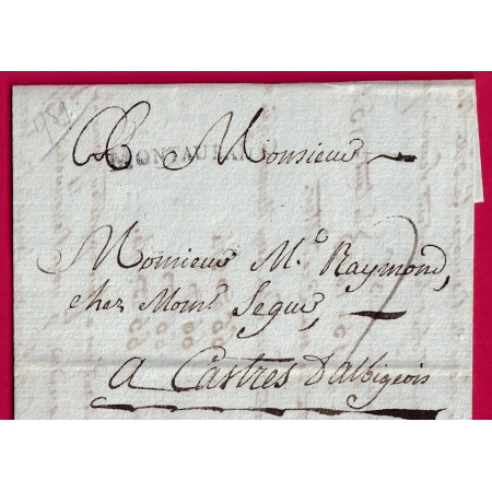 MARQUE MONTAUBAN TARN ET GARONNE 1789 LENAIN N°11 POUR CASTRES TARN LETTRE COVER FRANCE