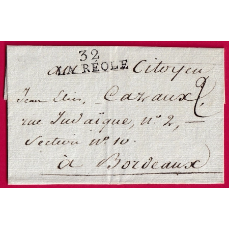 MARQUE 32 LA REOLE GIRONDE POUR BORDEAUX INDICE 8 LETTRE COVER FRANCE