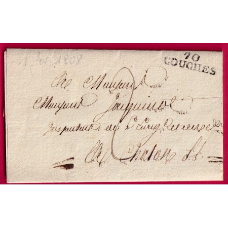 MARQUE 70 COUCHES SAONE ET LOIRE 1808 POUR CHALON SUR SAONE LETTRE COVER FRANCE