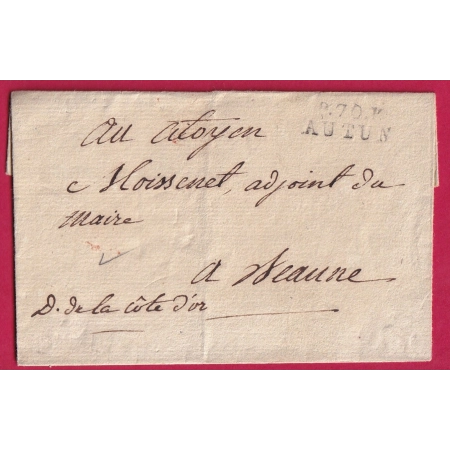 MARQUE P70P AUTUN SAONE ET LOIRE POUR BEAUNE 22 X81/2 INDICE 12 LETTRE COVER FRANCE