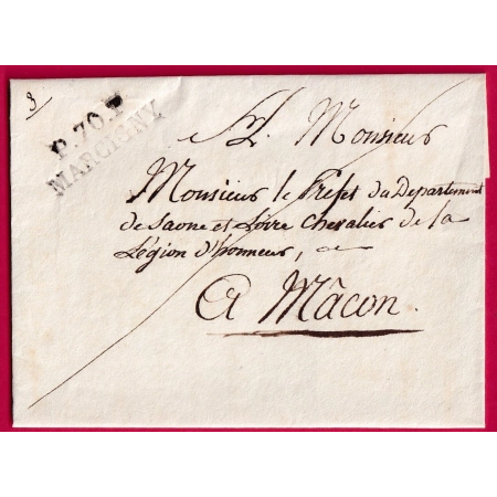 MARQUE P70P MARCIGNY SAONE ET LOIRE POUR MACON INDICE 15 33X11 LETTRE COVER FRANCE