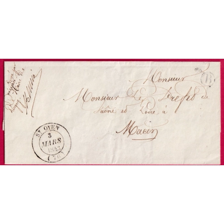 CAD TYPE 14 ST OYEN SAONE ET LOIRE BOITE RURALE B LE MAIRE DE LUGNY FRANCHISE POUR MACON LETTRE COVER FRANCE