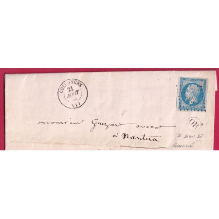 N°14 TTB / SUP PC 907 COLLONGES AIN OR ST JEAN DE GONVILLE POUR NANTUA LETTRE COVER FRANCE